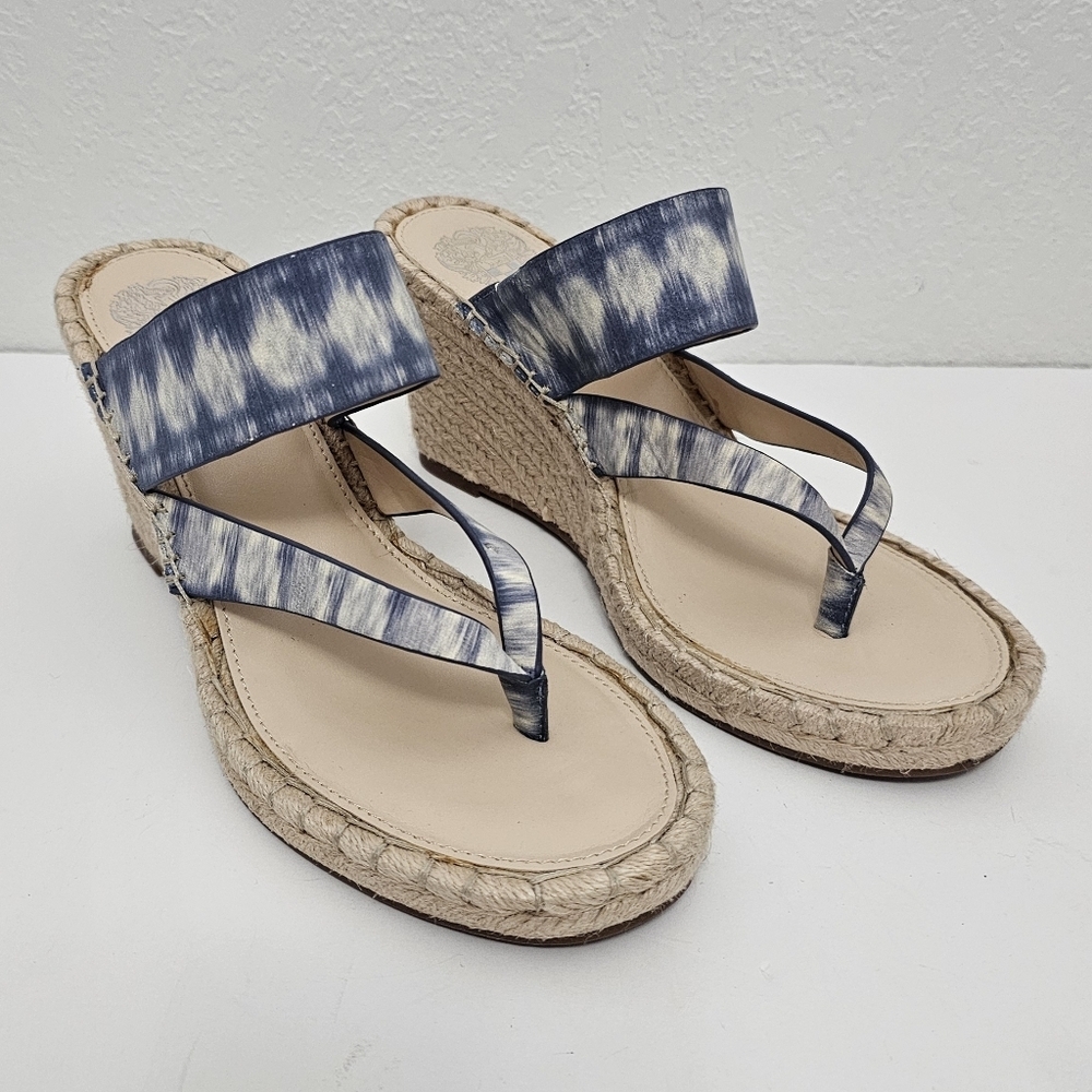 Vince Camuto Lavanda Espadrille Wedge Sandals w/ Blue Leather Straps Size 8.5